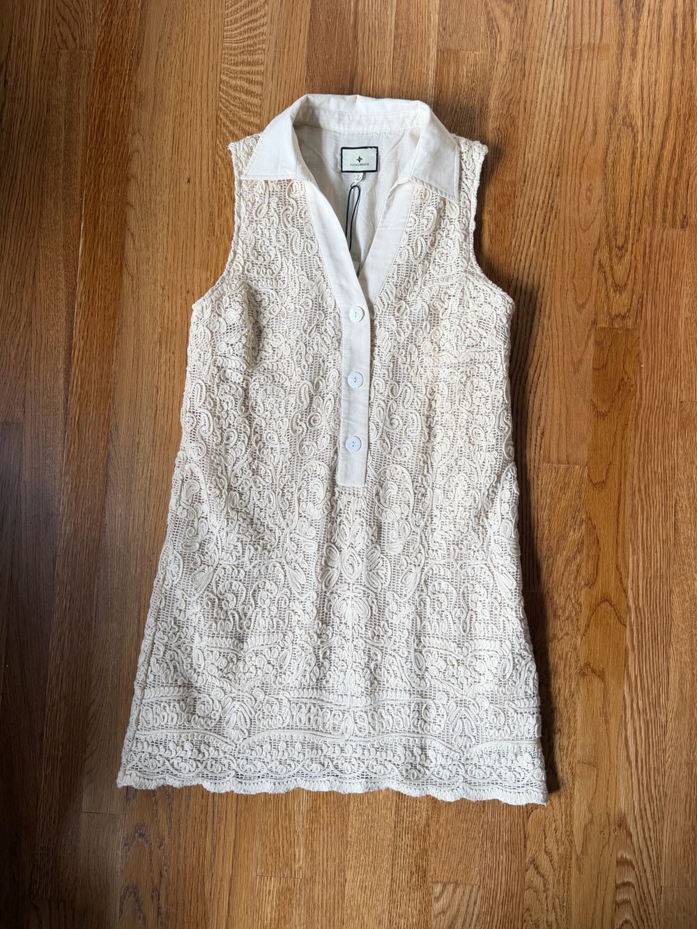 Tuckernuck Cream Lace Sleeveless Collier Dress, Size Small, NWT - Picture 2 of 9